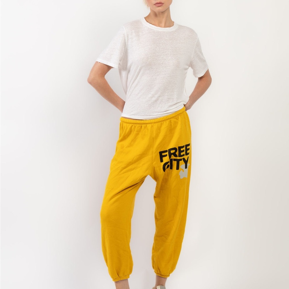 freecity Bright Yellow Logo Jogger Pants
